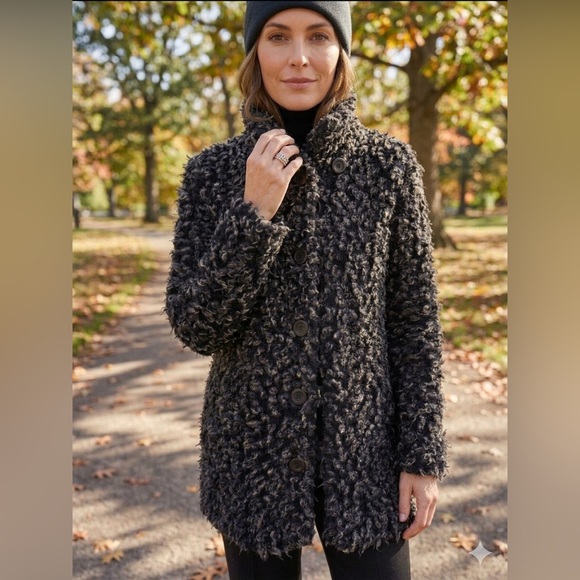 Maralyce Ferree Jackets & Blazers - Cozy Curly Faux Fur  Coat - Black multi